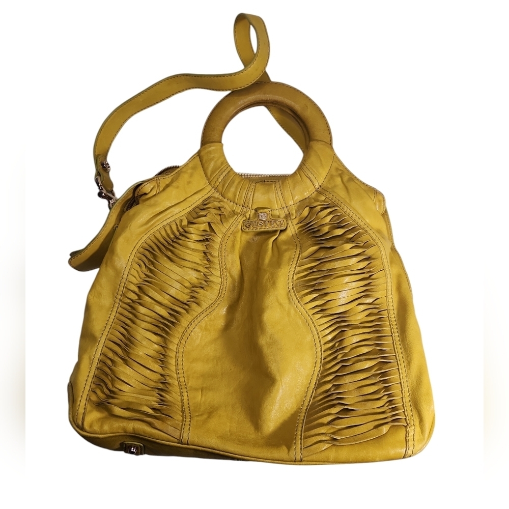 Gustto Mustard Yellow Fringe Cut Bag